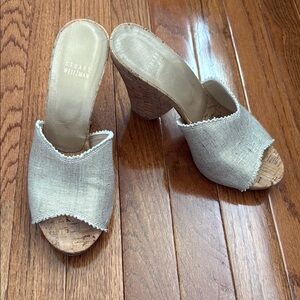 Stuart Weitzman Women's Silver Heeled Mules